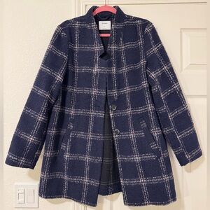 Old Navy- Women's Navy Plaid Coat